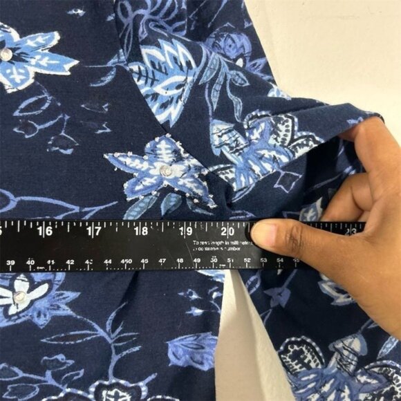 Style &‎ Co PM Blue Floral V-Neck 3/4 Sleeve Blouse Size M - Picture 4 of 5